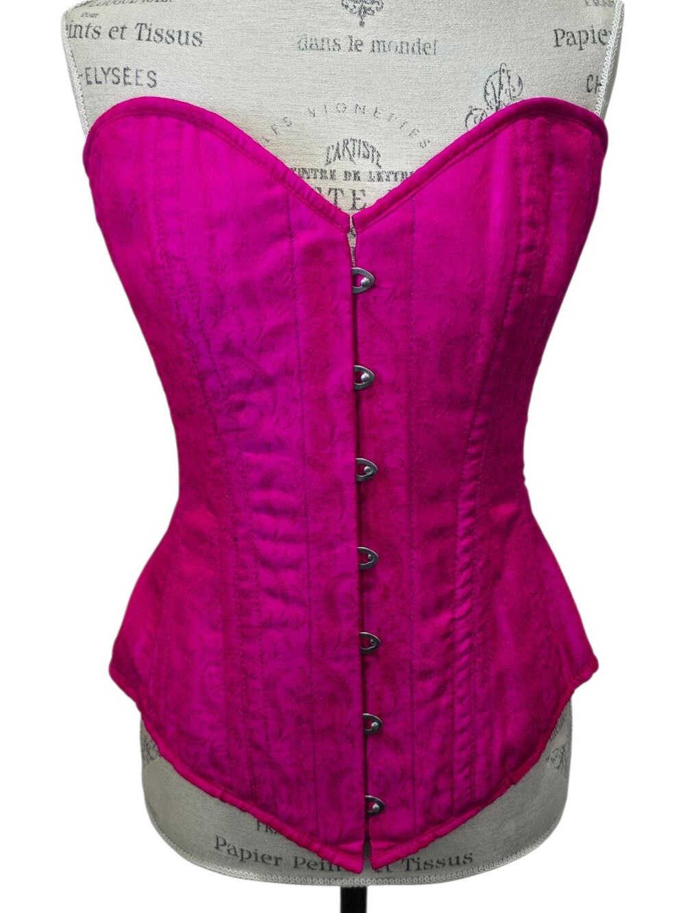 Hour Glass Corsetry Pink Brocade Heavy Duty Steel-Boned Overbust Corset